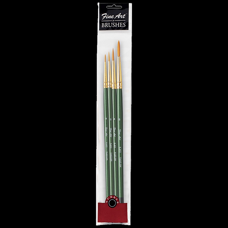 Fine Art Fevicryl Synthetic Taklon Round Brush Set - Comfortable Grip