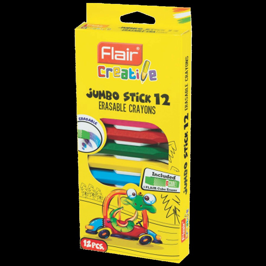 Flair Creative Jumbo Stick Erasable Crayons - Pigmented