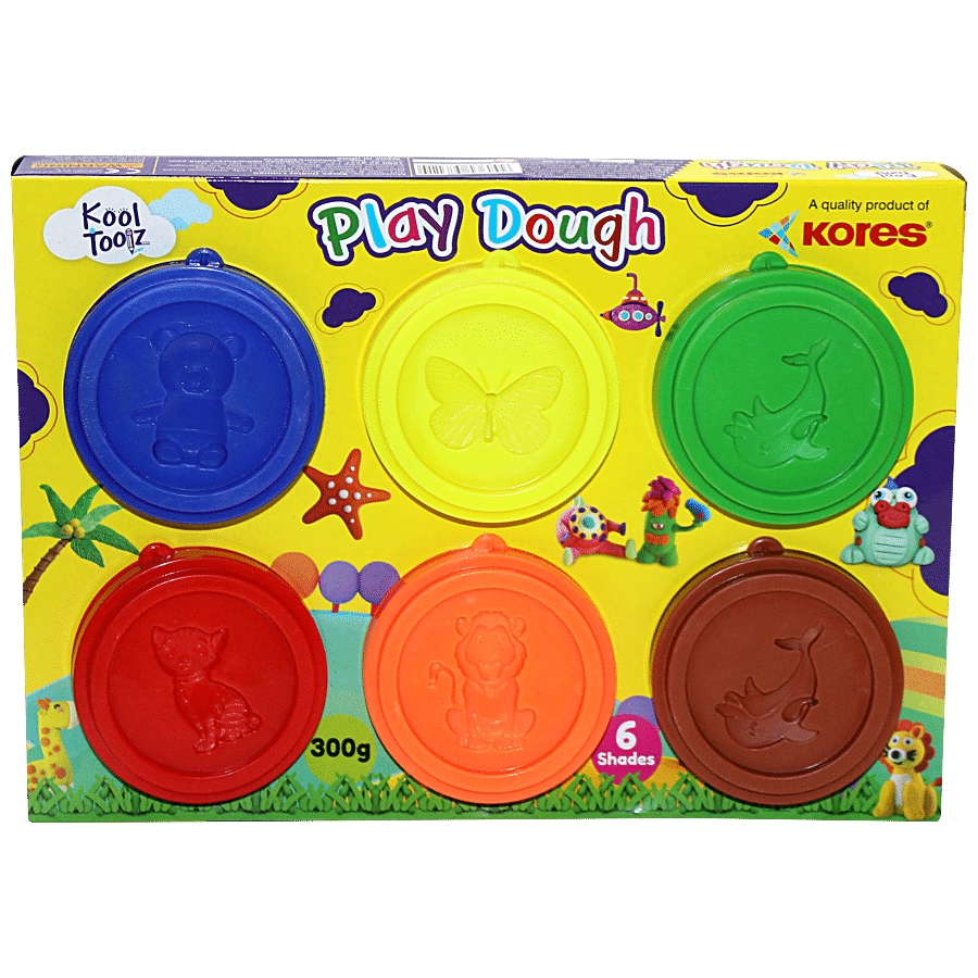 Kores Kool Toolz Play Dough - 6 Shades With 4 Moulds & 1 Crafting Tool