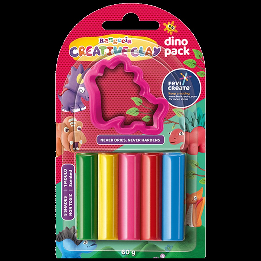 Rangeela Creative Clay Dino Pack With Mould - Safe For Children