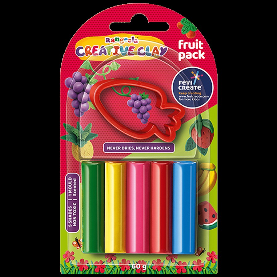 Rangeela Creative Clay Fruit Pack With Mould - Safe For Children