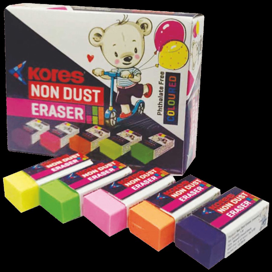 Kores Non-Dust Colour Eraser Box - Break Resistant