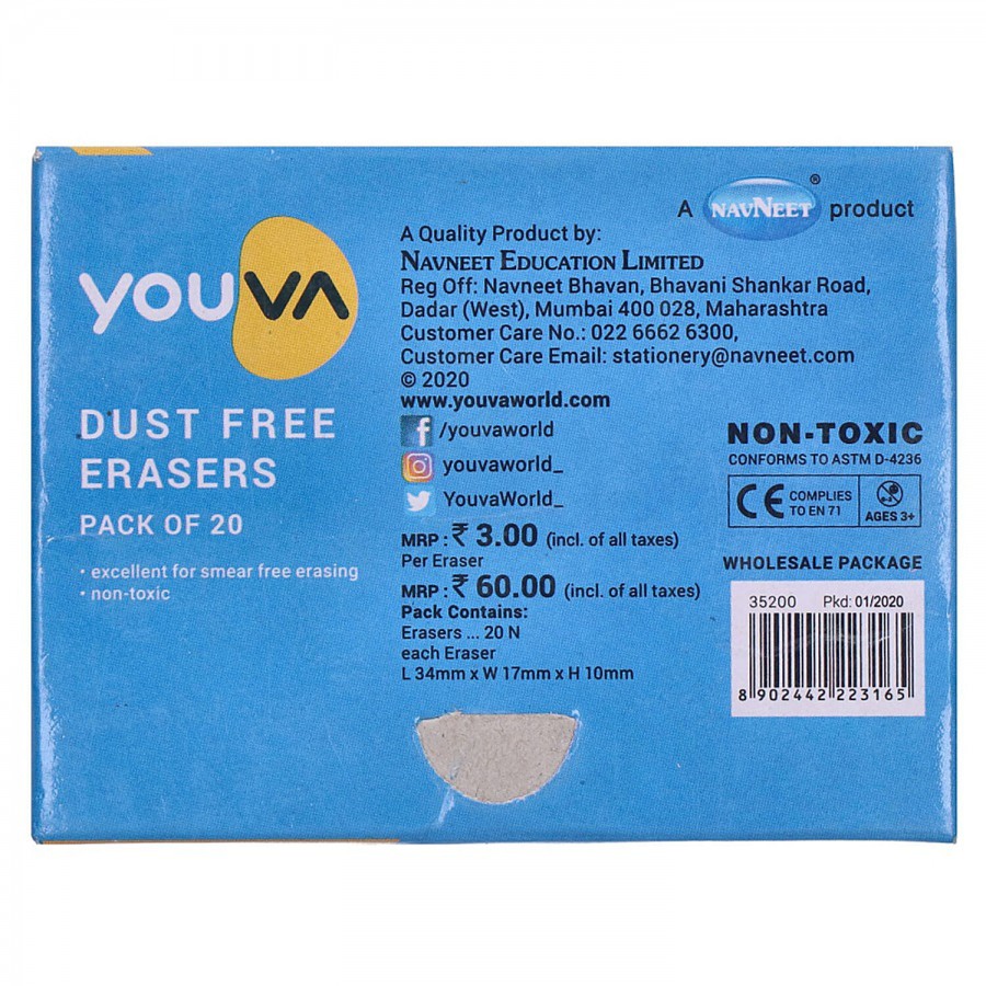 Navneet Youva Dust Free Eraser - Medium Size