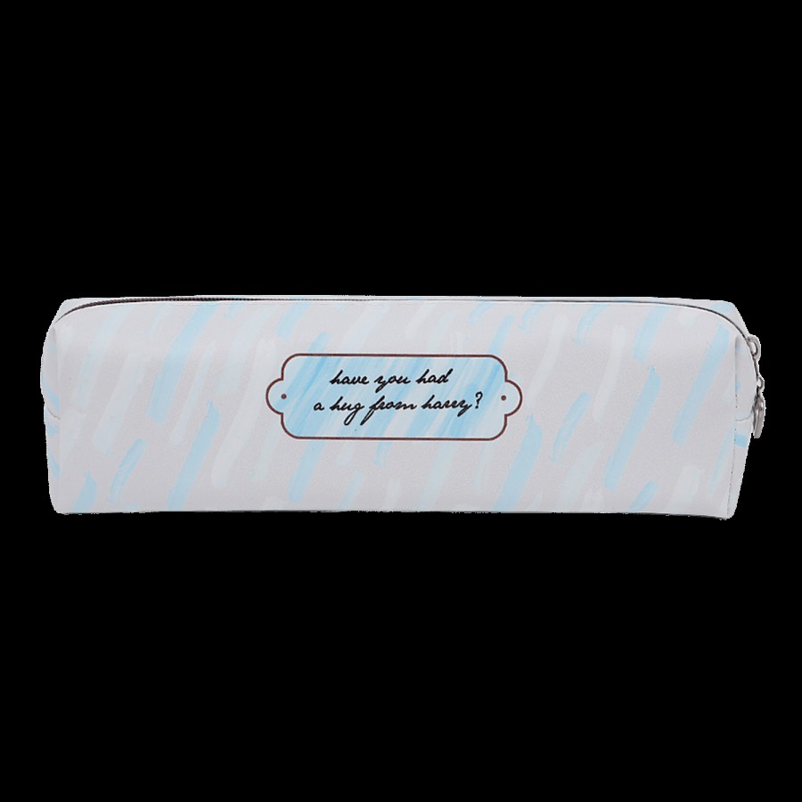 DP Cream Printed Pencil Pouch - PU