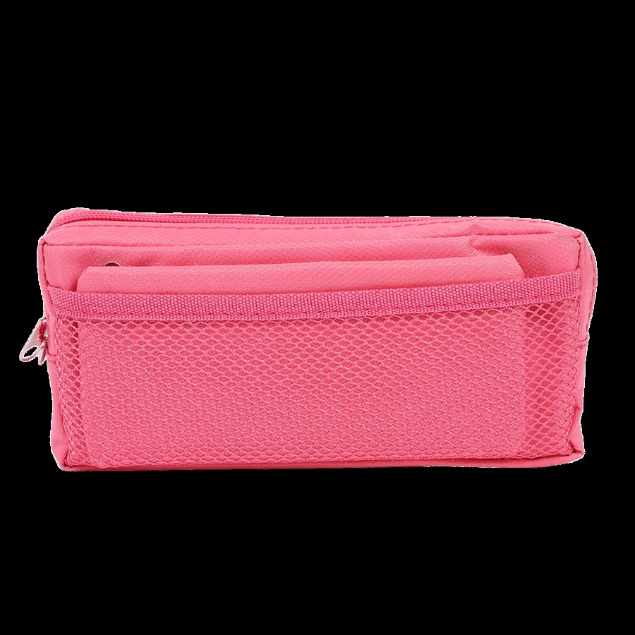 DP Printed Fabric & PU Pencil Pouch - Magenta