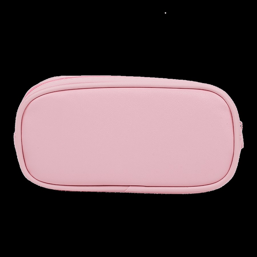 DP Printed Fabric & PU Pencil Pouch - Pink