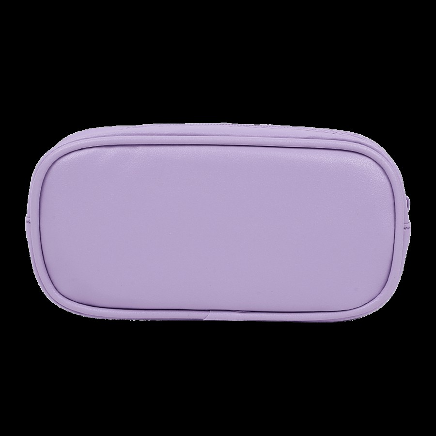 DP Printed Fabric & PU Pencil Pouch - Purple