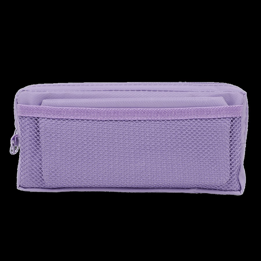 DP Printed Fabric & PU Pencil Pouch - Purple