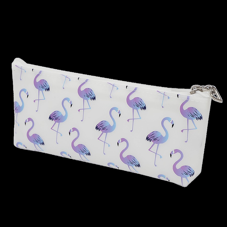 DP White Printed Pencil Pouch - PU