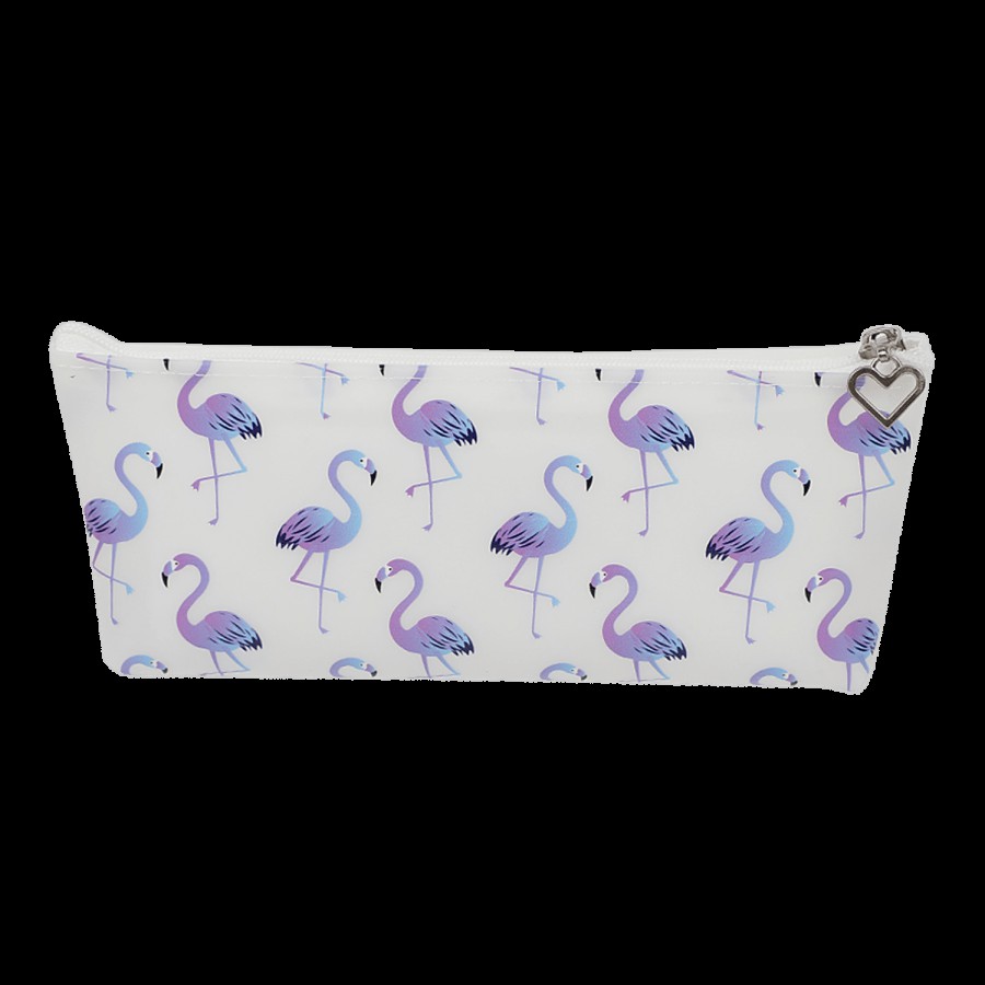 DP White Printed Pencil Pouch - PU