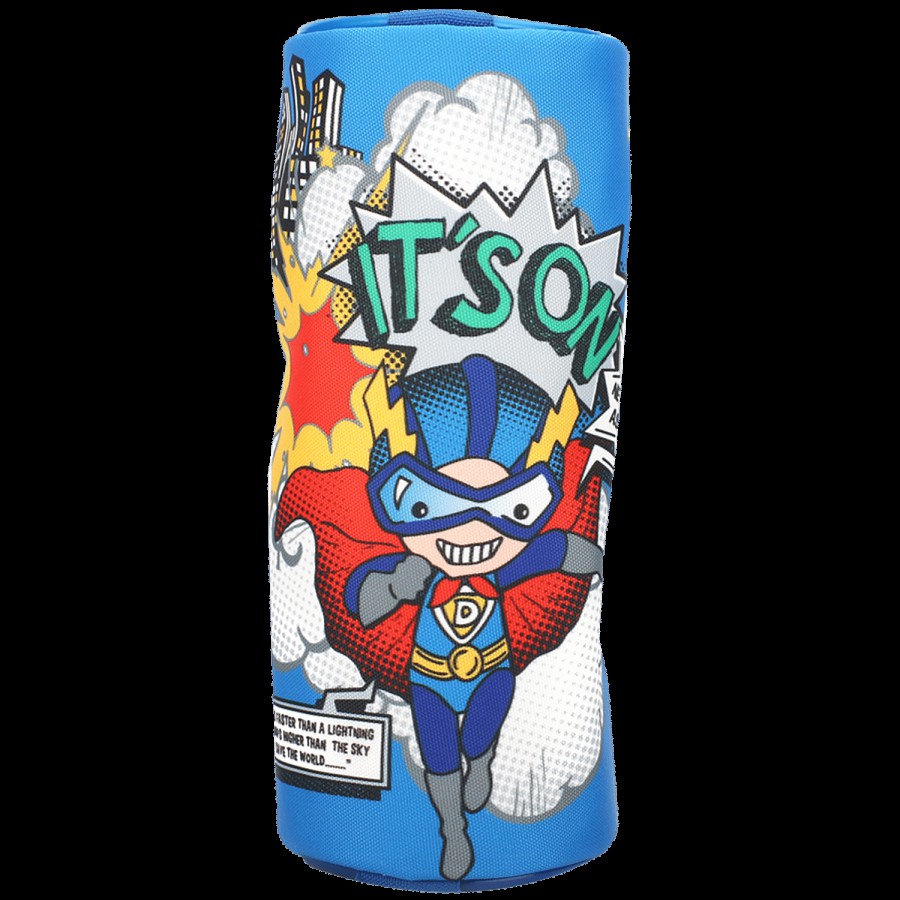 QIPS Cylindrical Shaped Pencil Pouch Bag - With Superhero Art