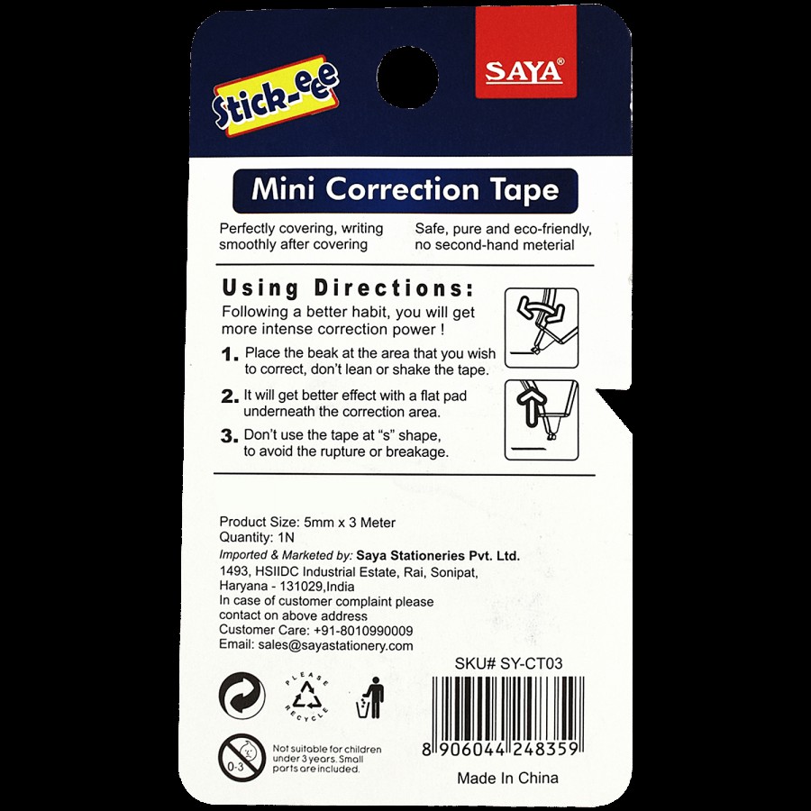 Saya Mini Correction Tape - Easy To Use