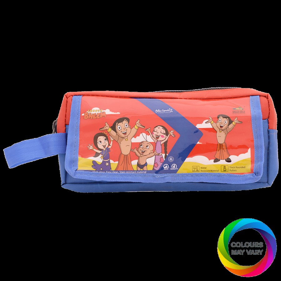 Yellow Spark Chota Bheem Zip Pouch - 2 Compartment With Coloured Liner