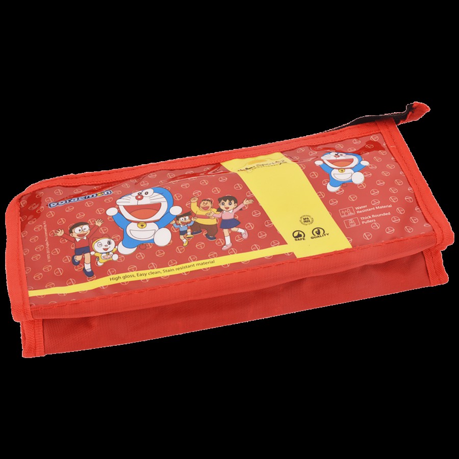 Yellow Spark Doraemon Single Zip Pouch - With Coloured Liner