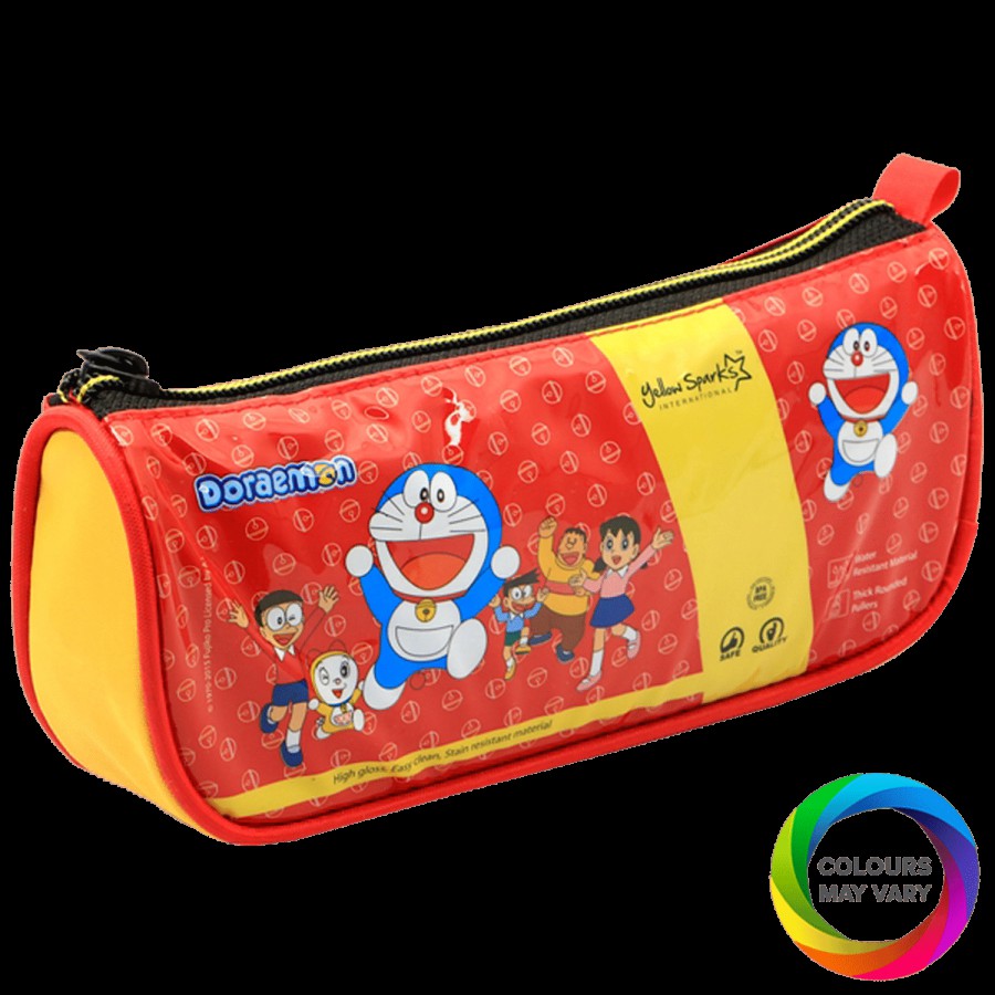 Yellow Spark Doraemon Single Zip Pouch - With Coloured Liner