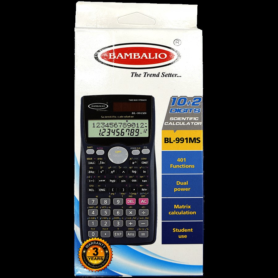 Bambalio Scientific Calculator BL-991MS - 401 Functions & 2 Line LCD Display