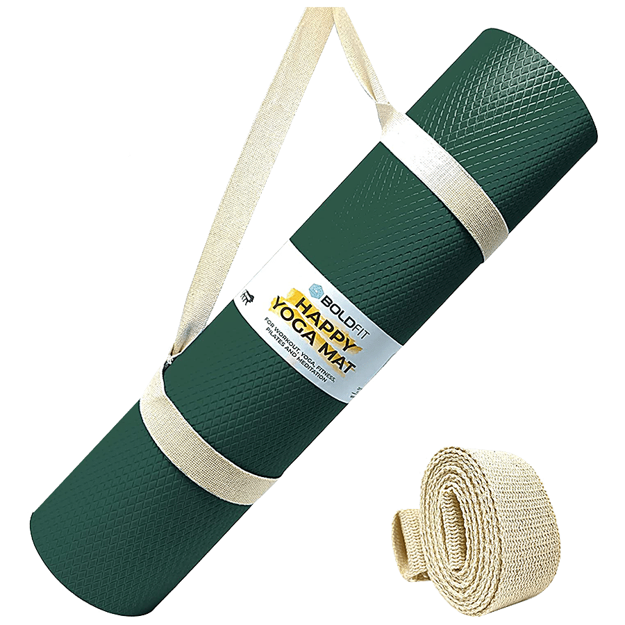 Boldfit Happy Yoga Mat With Carrying Strap - 4 mm