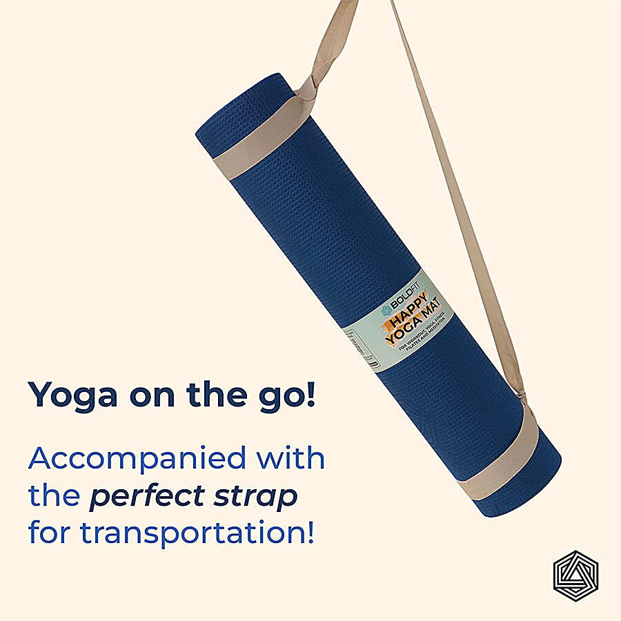 Boldfit Happy Yoga Mat With Carrying Strap - 4 mm