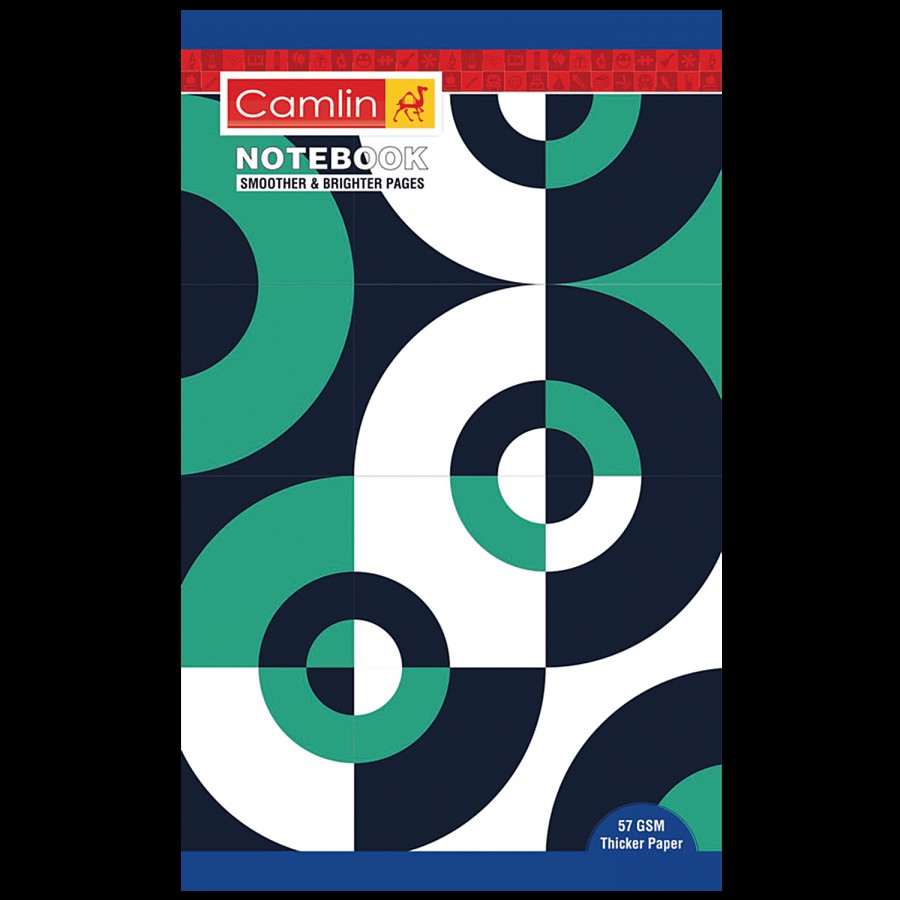 Camlin Long Book Soft Cover Unruled Design Notebook - 172 Pages