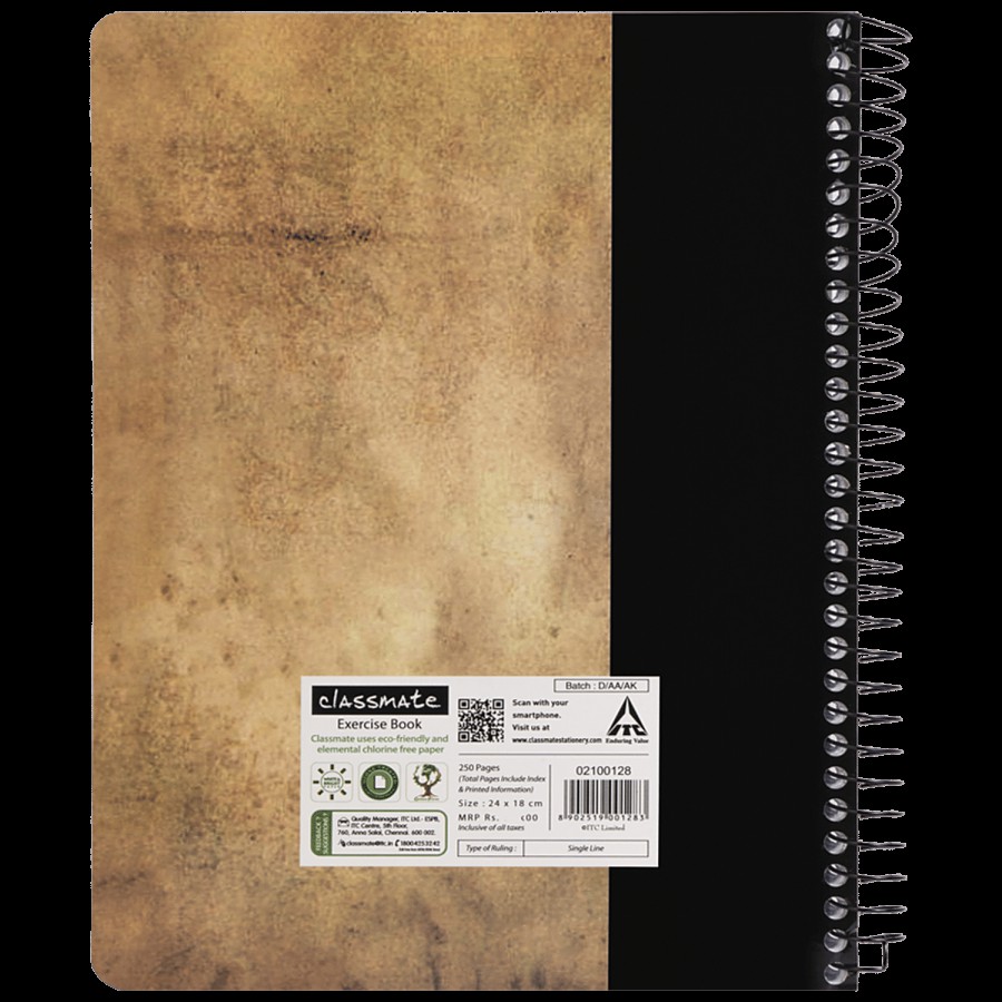 Classmate 5 Subject Spiral Notebook - Single Line