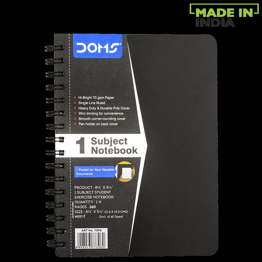 Doms Wiro Note Book 1 Subject Note Book - 160 Pages