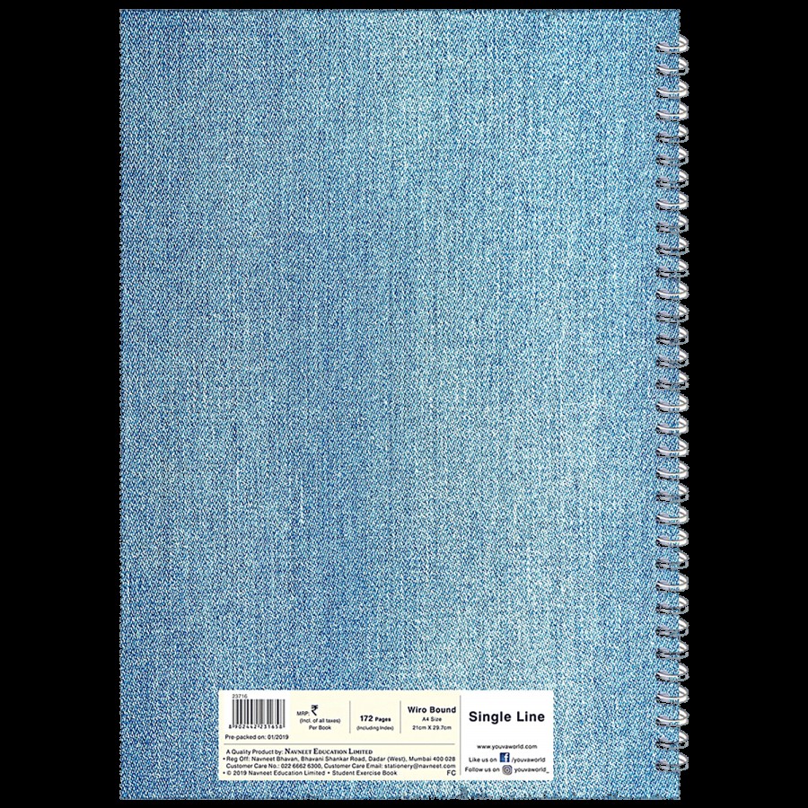 Navneet Youva Denim Series Wiro Bound Notebook - Single Line