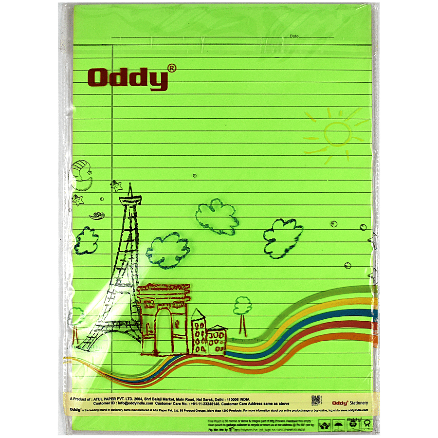 ODDY A4 Size Coloured Ruled Sheet For School