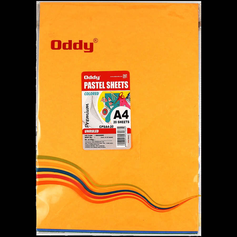 ODDY Pastel Unruled Sheets A4