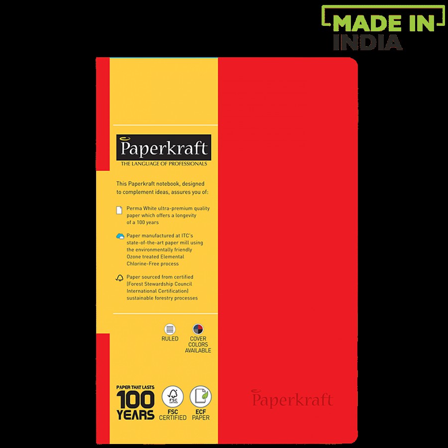 Paperkraft Ruled Notebook - Red Cover & White Pages