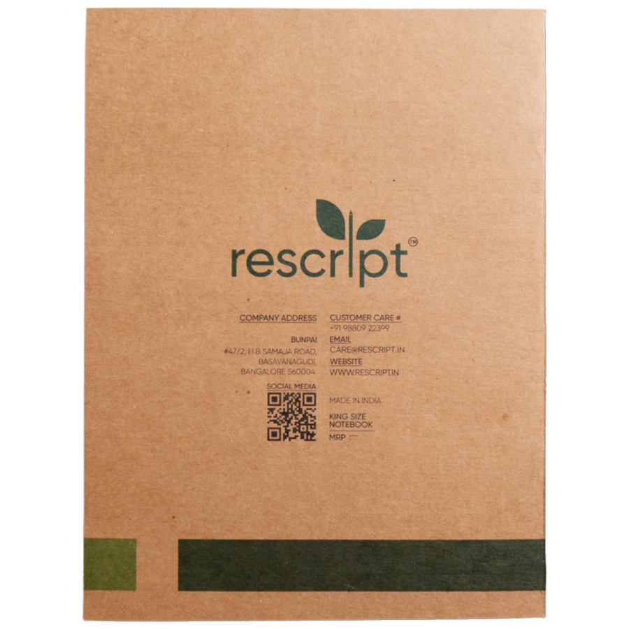 Rescript Recycled King Size Notebook - 80 Pages