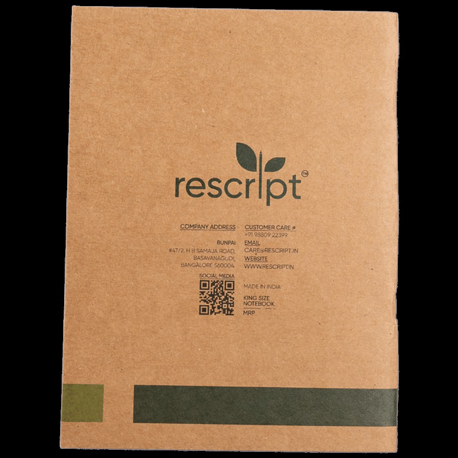 Rescript Recycled King Size Notebook - Unruled