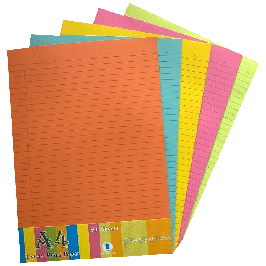 SE7EN A4 Size Ruled Paper - Bright Colours