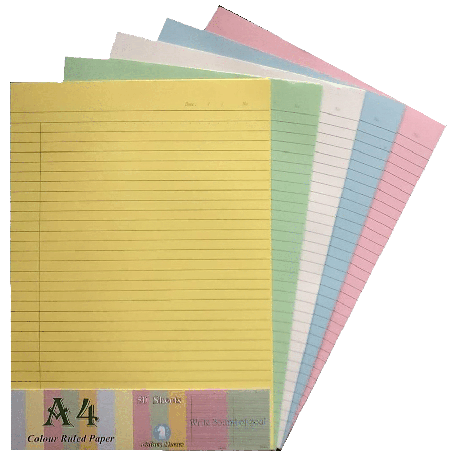 SE7EN A4 Size Ruled Paper - Pastel Colours