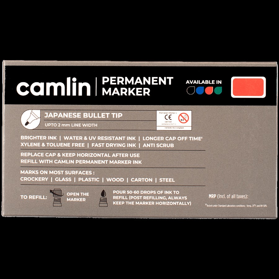 Camlin Kokuyo Permanent Marker Pen - Red