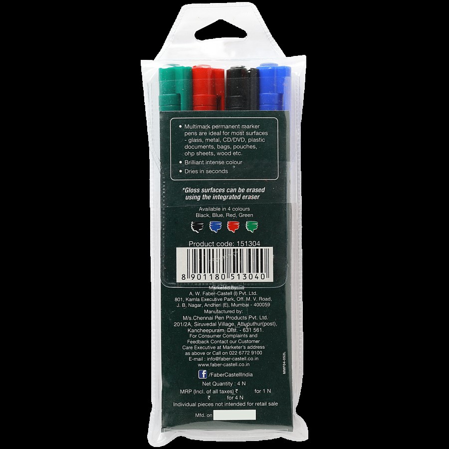 Faber castell Multi Marker Fine Tip With Eraser- Water Resistant