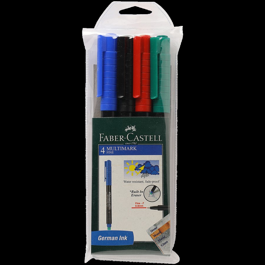 Faber castell Multi Marker Fine Tip With Eraser- Water Resistant