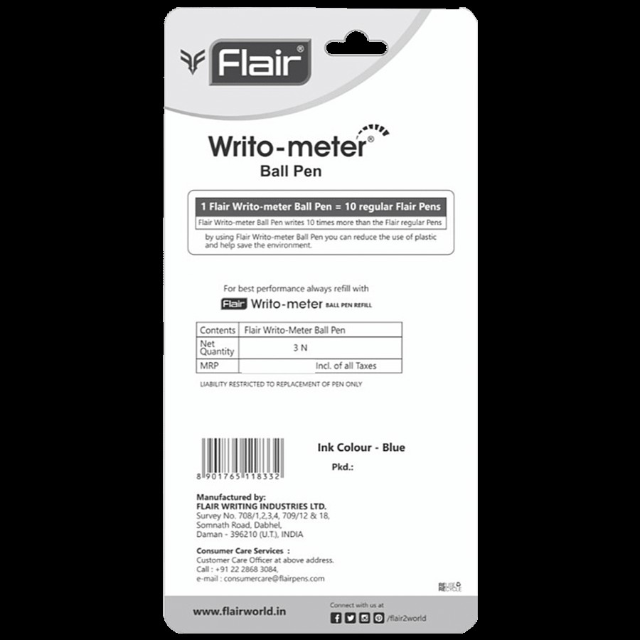 Flair Writo-Meter Ball Pen - Provides Smooth Flow