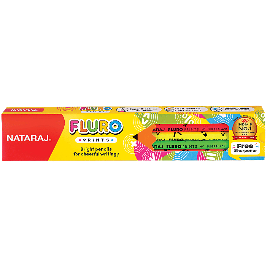 Nataraj Fluro Prints Pencil - Easy To Sharpen