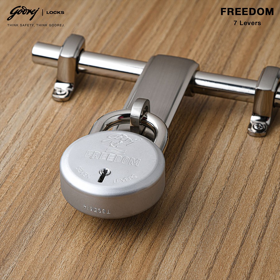 Godrej Locks Freedom Carton 7 Levers 2 Keys Padlock 7665 Silver