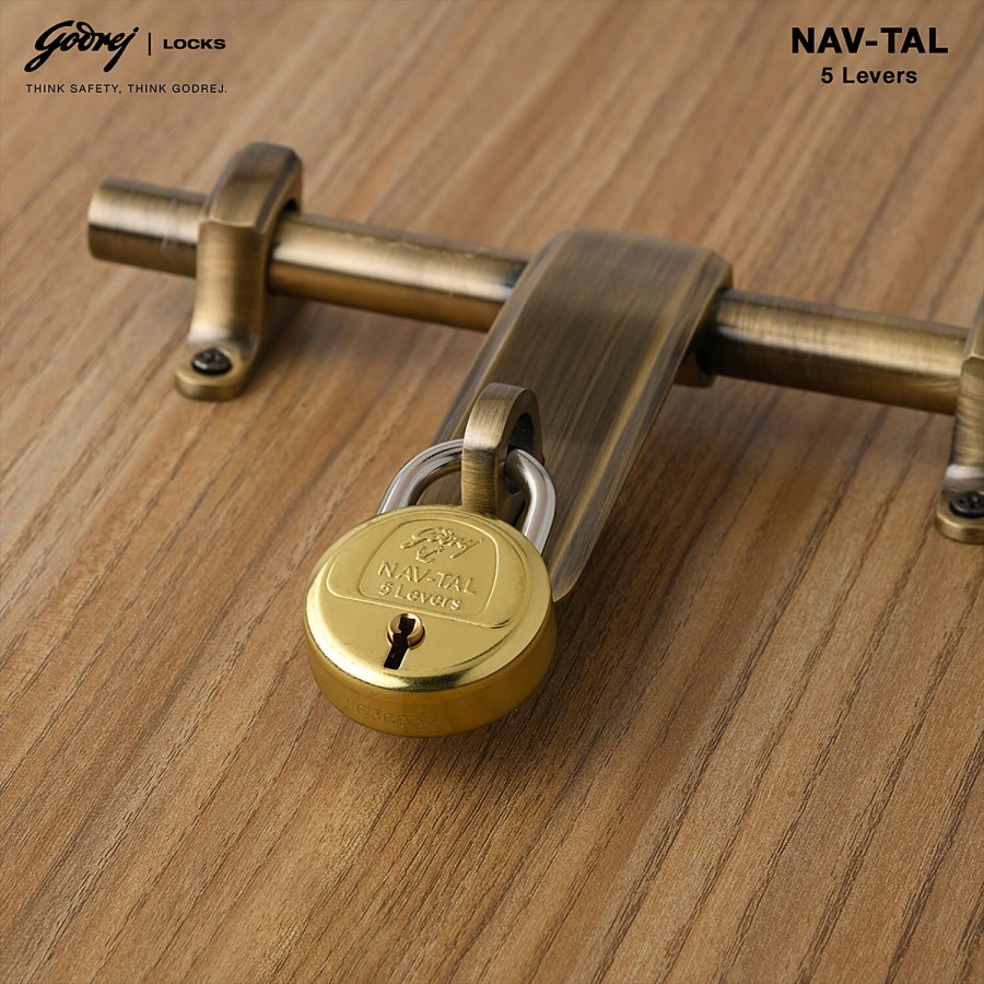 Godrej Locks Navtal 5 Levers Brass Padlock With 3 Keys