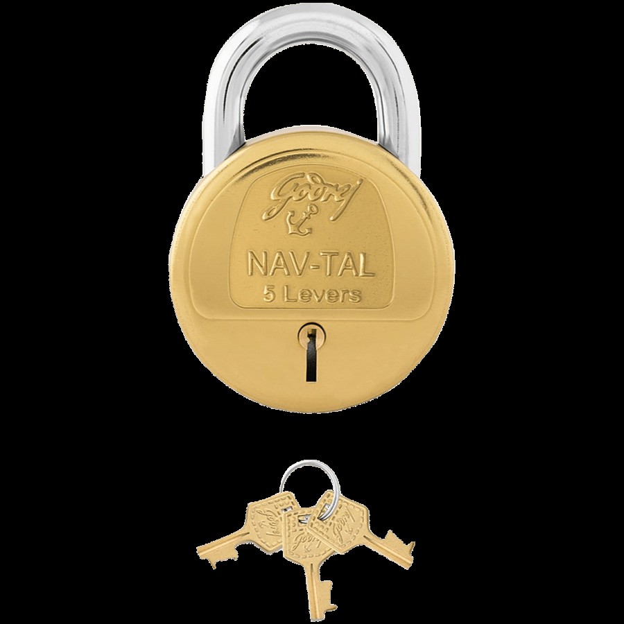 Godrej Locks Navtal 5 Levers Brass Padlock With 3 Keys