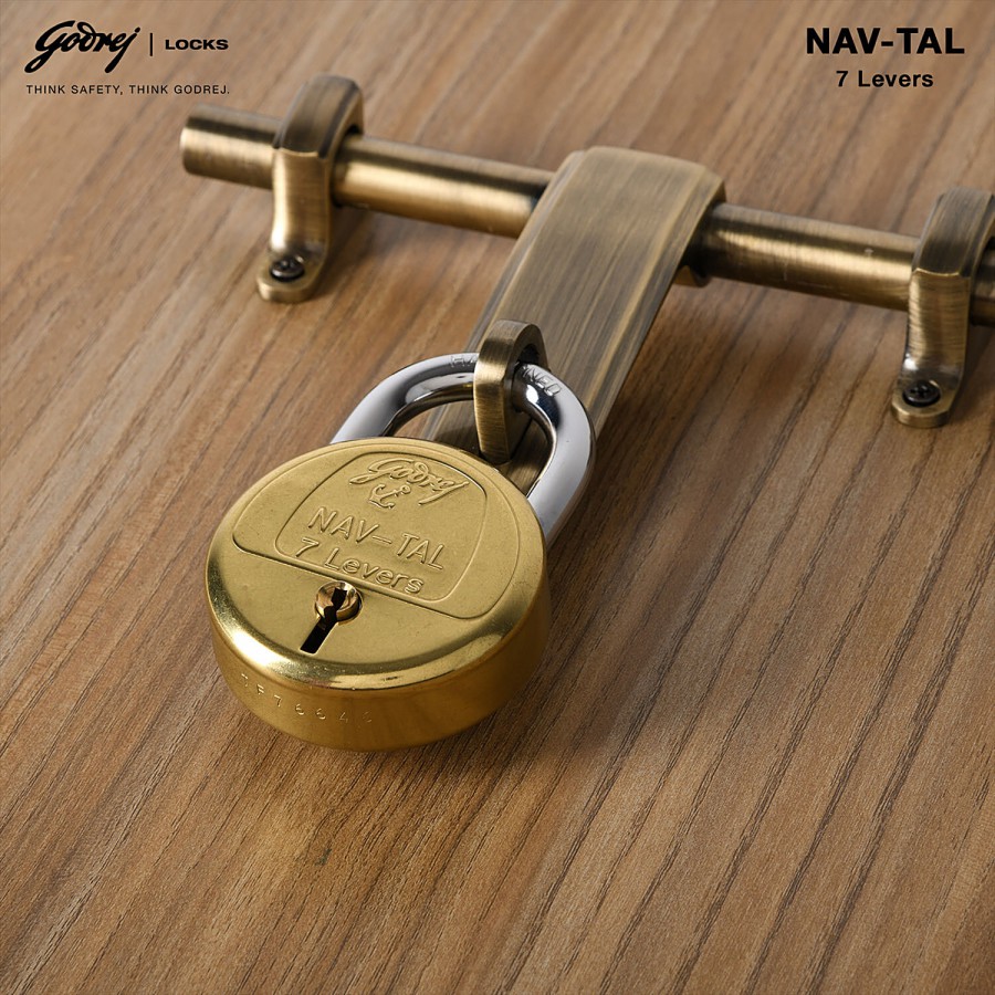 Godrej Locks Navtal 7 Levers Padlock For Main Door Gate Lock - 65 mm 4 Keys