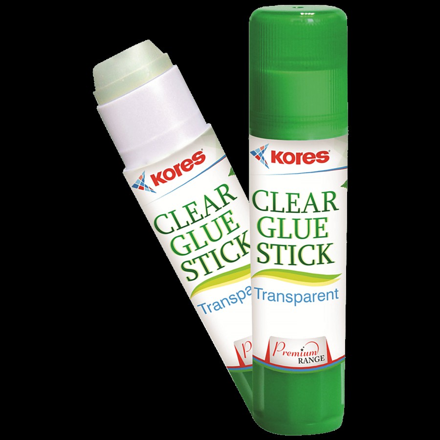 Kores Clear Glue Stick - Non-Toxic & Non-Messy