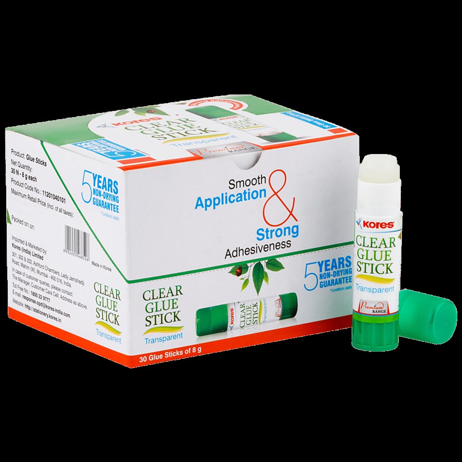 Kores Clear Glue Stick - Non-Toxic & Non-Messy