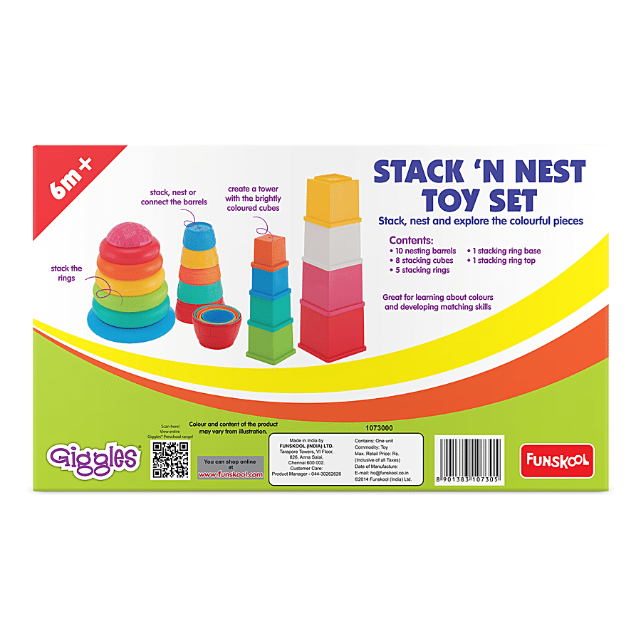 Giggles 3 In 1 Stack N Nest Toy Set - Develops Motor Skills