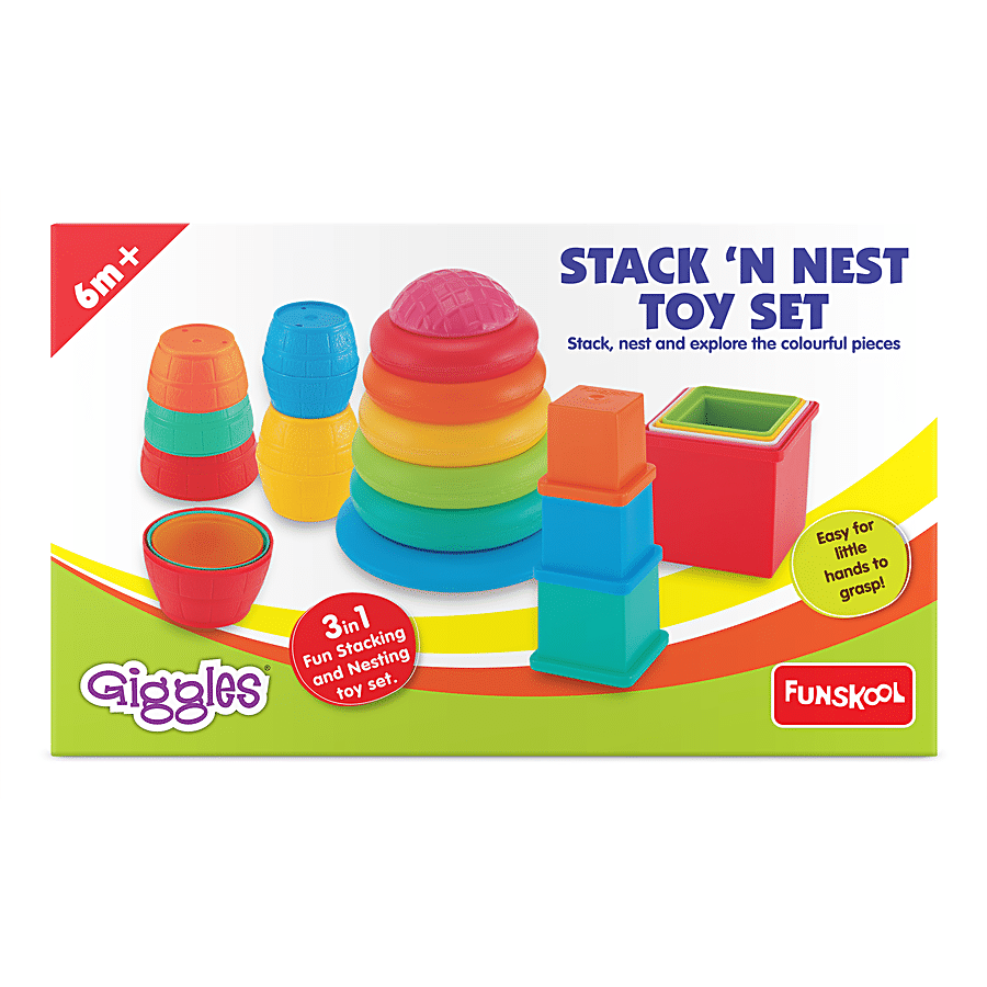 Giggles 3 In 1 Stack N Nest Toy Set - Develops Motor Skills