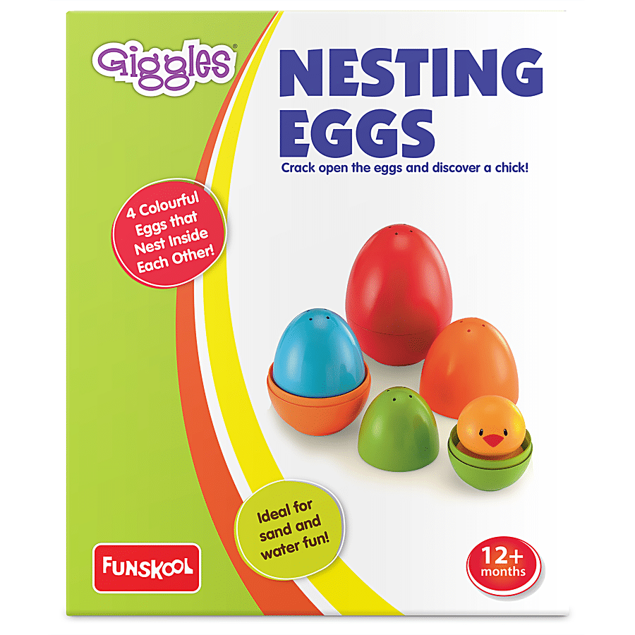 Giggles Plastic Nesting Eggs With A Chick - Assorted Colours