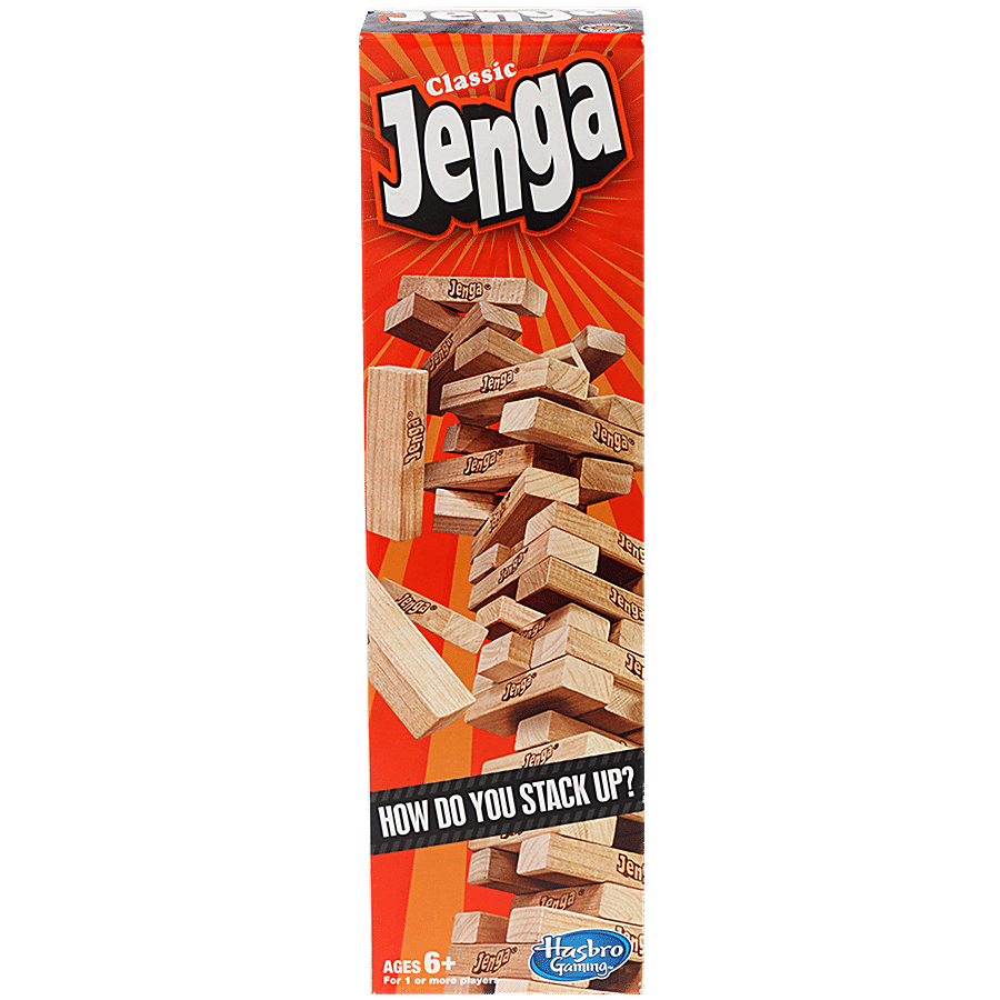 Hasbro Gaming Classic Jenga Hardwood Blocks Stacking Tower Game For Kids