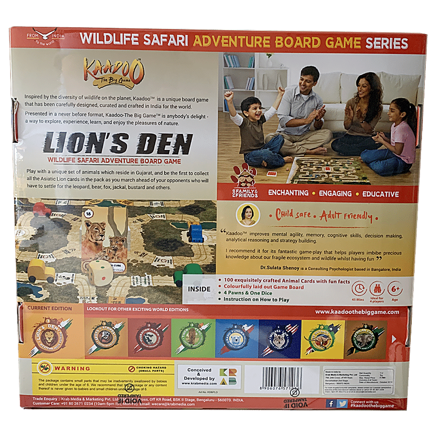 Kaadoo Lion's Den - Wildlife Safari Adventure Board Game For Kids & Family