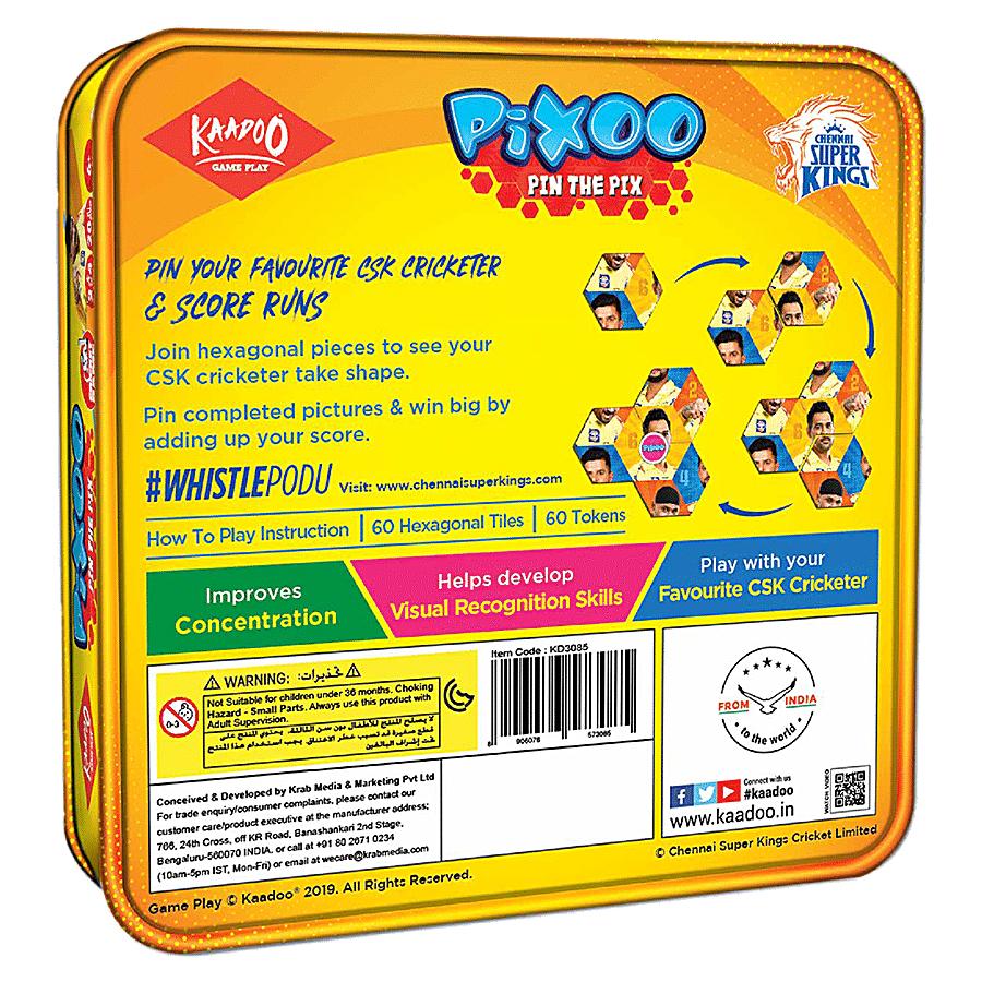 Kaadoo Pixoo CSK Cricket Heroes Logic Puzzle Game For Kids & Adults - Multi-Colour